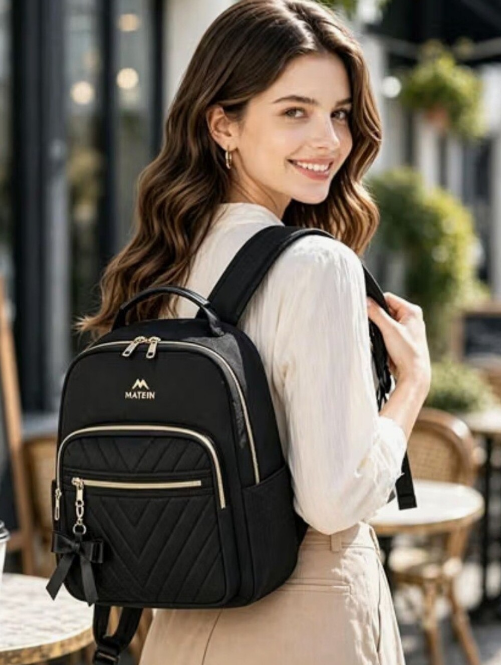 Classic Black Quilted Mini Backpack for Women